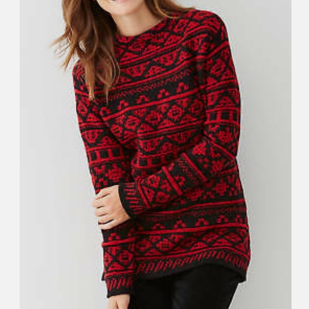 J.Jill Holiday Collection Sweater Medium Black Perfect Red M